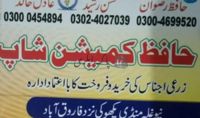 حافظ کمیشن شاپ | شیخوپورہ | اجناس کمیشن ایجنٹس | پاک اگری مارکیٹ